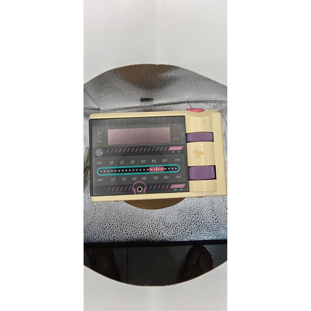 Vintage GE P'jammer AM FM Clock Radio Bedbuds 7-4607WHA Retro 90s Pink Teal